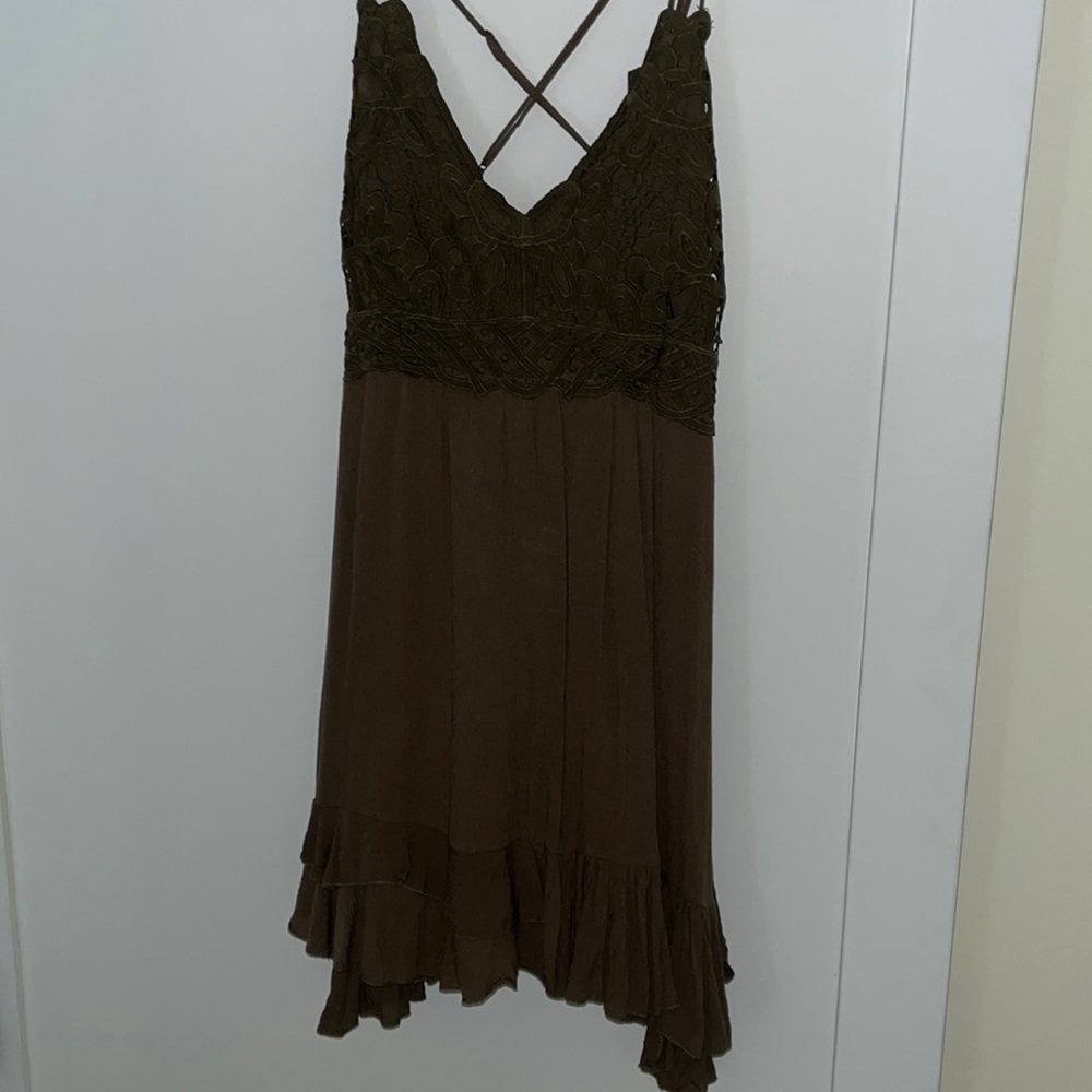 Green spaghetti strap dress